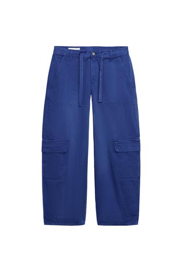 Zara OVERSIZE CARGO PANTS - Indigo