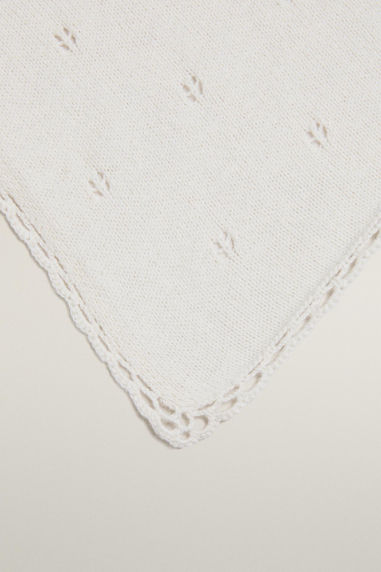POINTELLE COTTON BABY BLANKET — Ecru