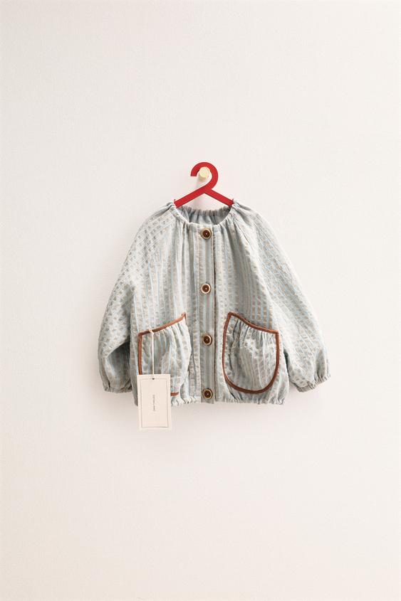 ZARA TIMELESS - CAZADORA TEXTURA RAYAS - Azul claro de Zara - Imagen 0