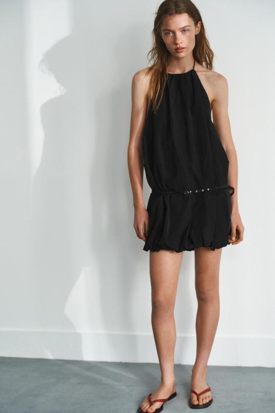 HALTER BUBBLE HEM DRESS