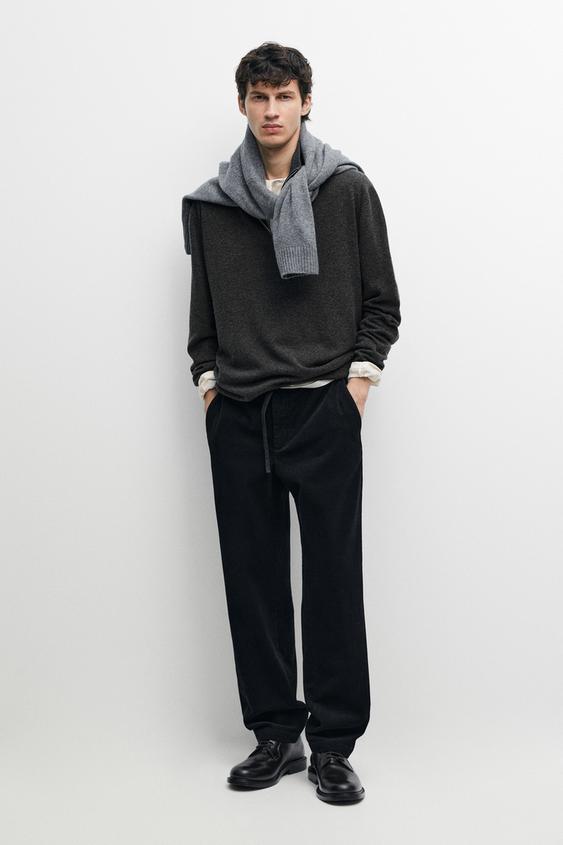 Zara Corduroy jogger fit pants - Black - Image 0