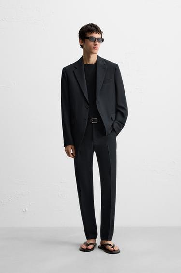 Zara 羊毛西裝外套 - 海藍色