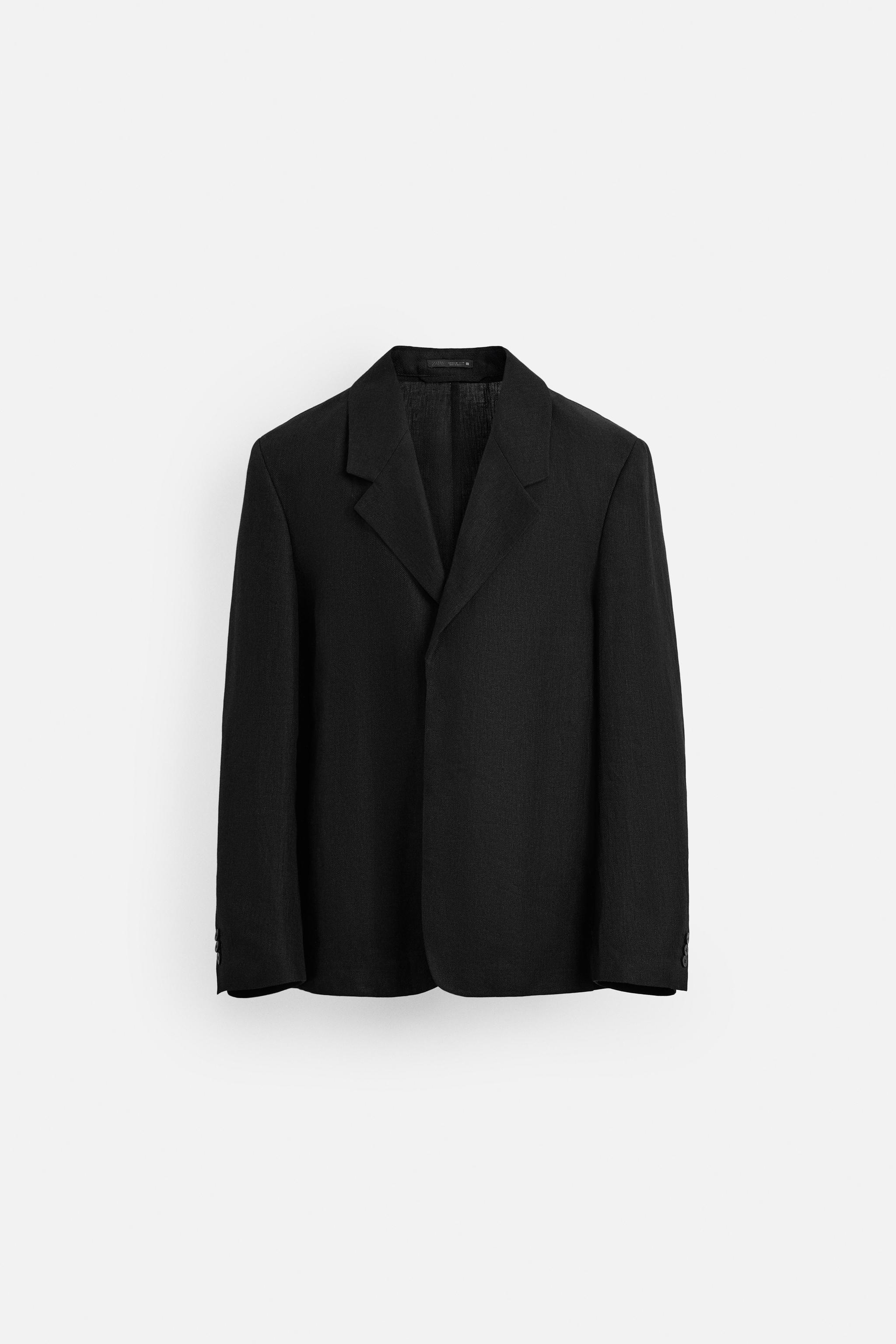 【ZARA】100％リネンスーツブレザー ブラック | 4715/960/800 100％リネンスーツブレザー - ブラック | ZARA Japan / 日本