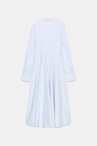 ROBE CHEMISE MI-LONGUE À RAYURES - blanc/turquoise de Zara - Image 4