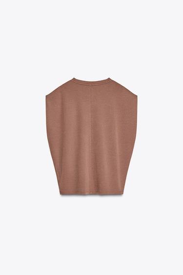 VERWASCHENES T-SHIRT MIT INTERLOCK - Terrakotta von Zara