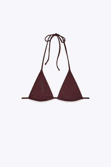 ТРИЪГЪЛНО ГОРНИЩЕ НА БАНСКИ С КАМЪЧЕТА - Кафяво от Zara