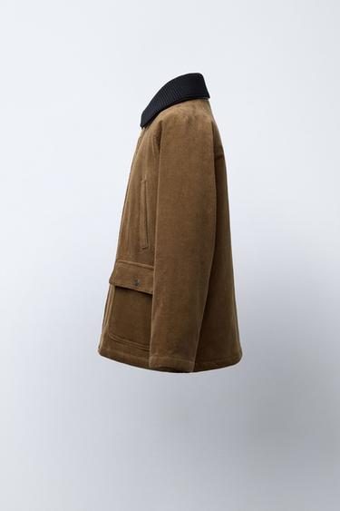 VESTE EN VELOURS CÔTELÉ MATELASSÉE DOUBLE COL EN CUIR DÉTACHABLE BENSIMON ® X ZARA  - Marron de Zara - Image 3