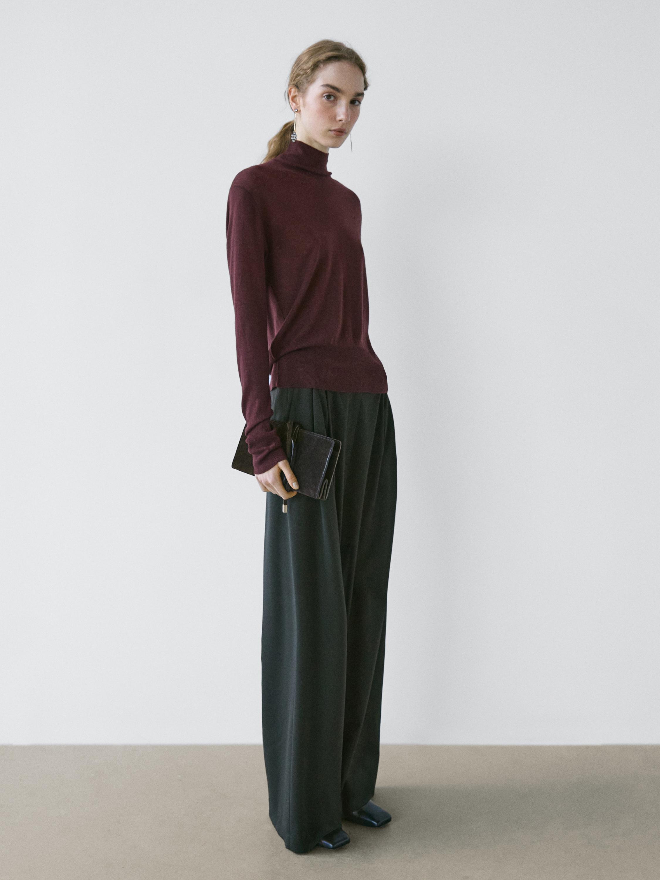 Knit 100% wool mock turtleneck sweater - STUDIO