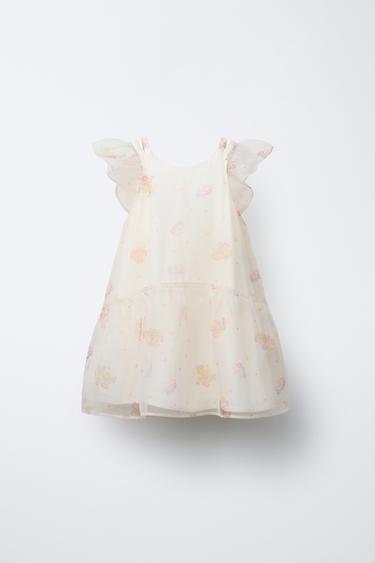 FLORAL PRINT ORGANZA DRESS - Ecru by Zara - Image 0