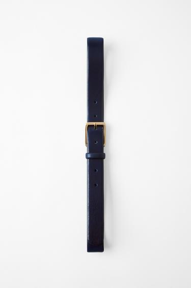 Zara 100% LEATHER BELT WITH SQUARE BUCKLE - Ink blue