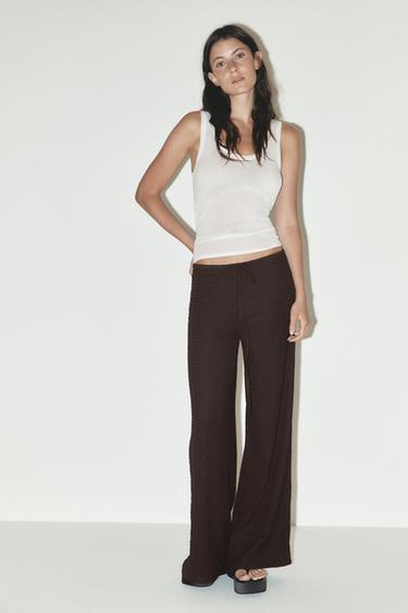CALÇA RETA COM ESTRUTURA - Chocolate da Zara
