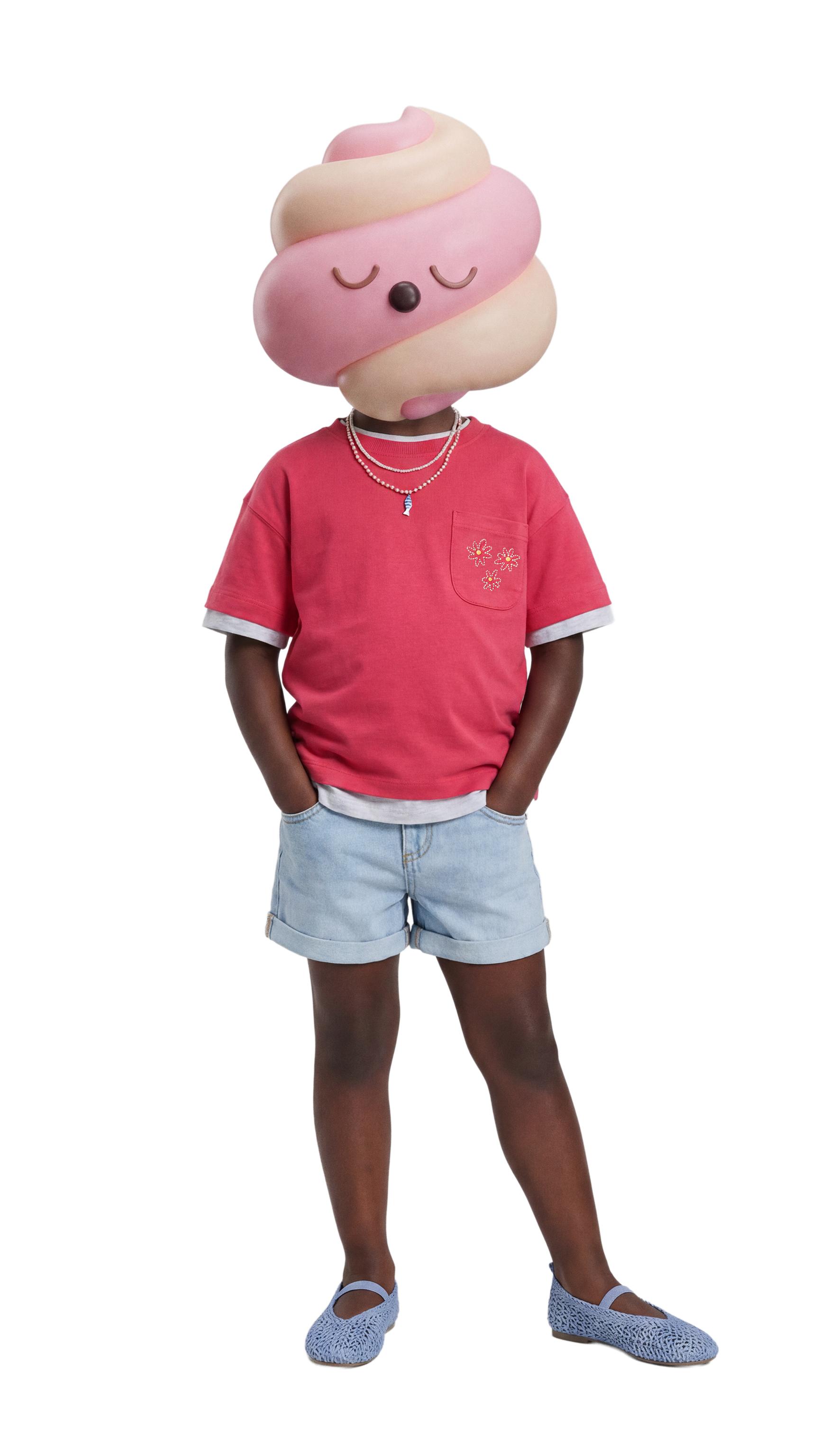 EMBROIDERED POCKET T-SHIRT — Red
