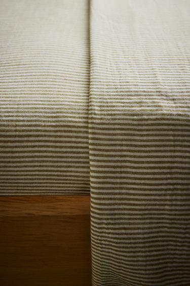 KIDS' STRIPED MUSLIN FLAT SHEET - Green by Zara - Image 4