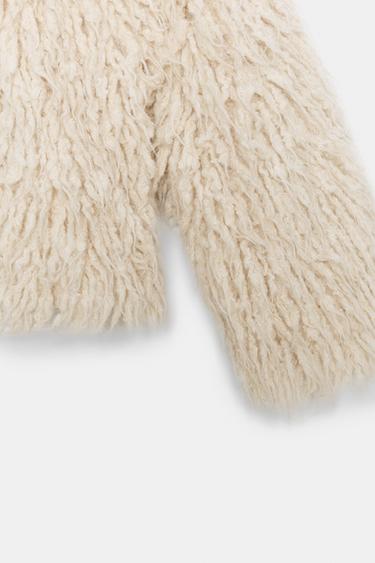 BRUSHED EFFECT FRINGED CARDIGAN - Ecru by Zara - Image 4