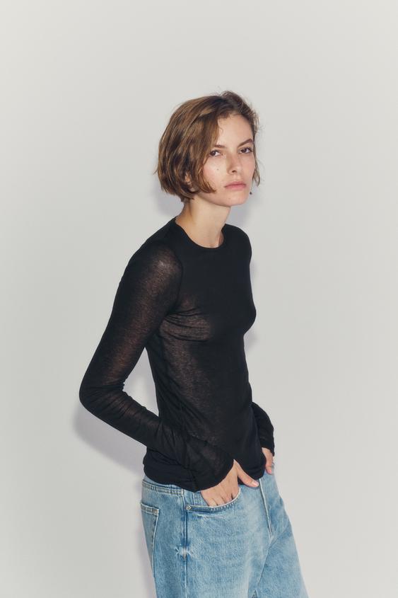 SUPIMA® LONG SLEEVE T-SHIRT - Black by Zara - Image 0
