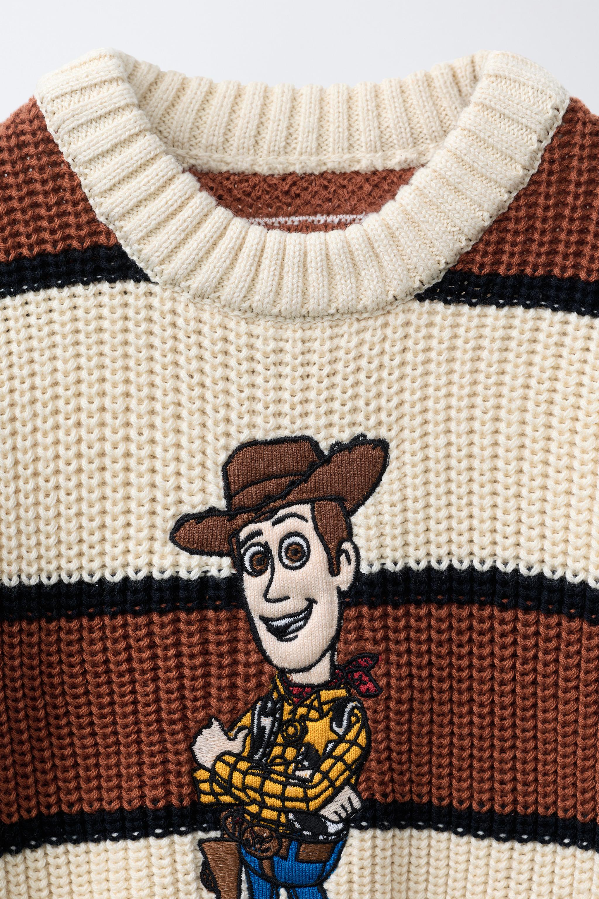WOODY TOY STORY © DISNEY PIXAR STRIPED KNIT JUMPER - Ecru / Brown