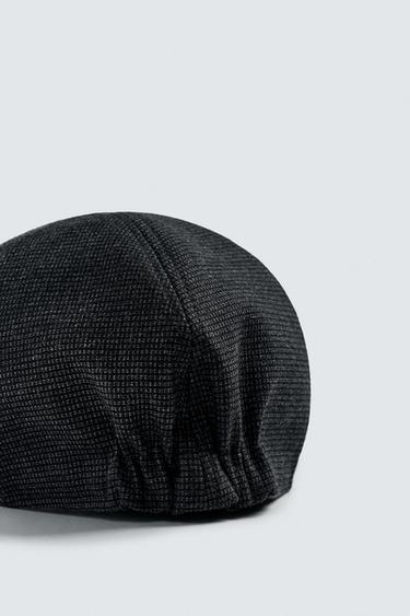 CHECK TEXTURED BERET - Blue by Zara - Image 6