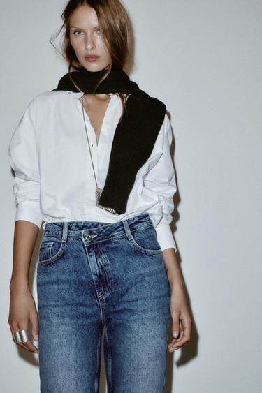 JEAN Z.09 DROIT TAILLE HAUTE À CEINTURE CROISÉE - bleu jean de Zara - Image 2