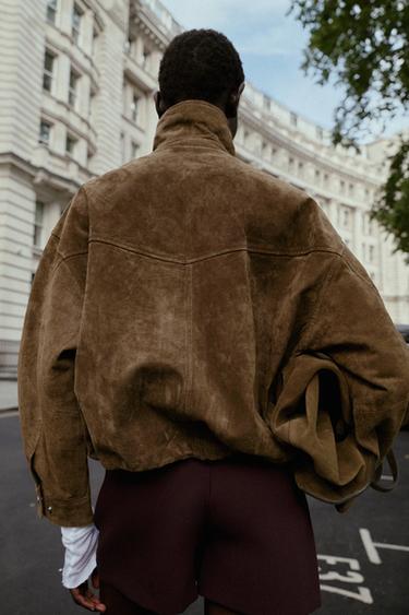 BLOUSON BOMBER 100 % CUIR - Kaki de Zara - Image 3