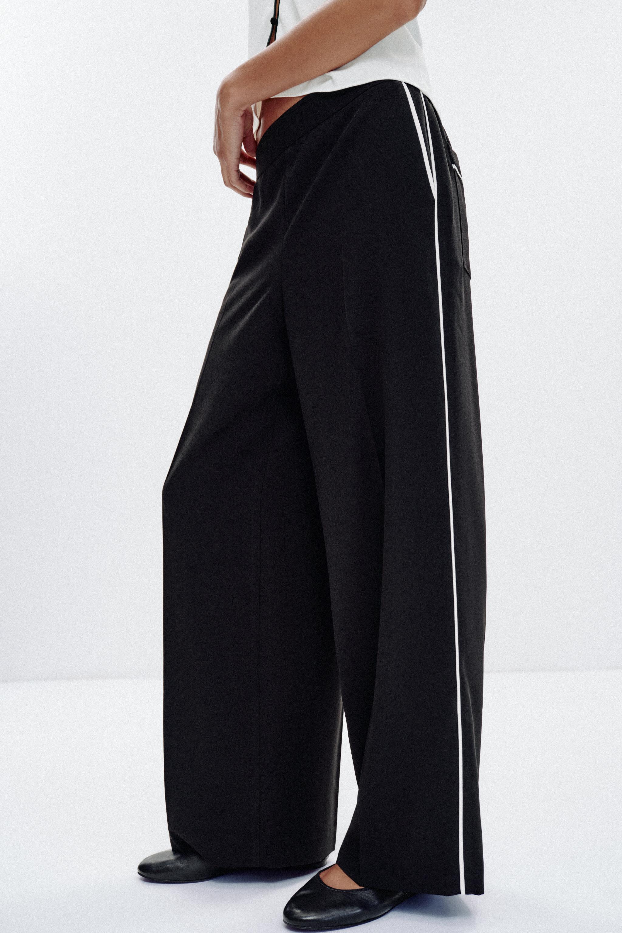 ☆ドイツ発*ZARA*新作*コントラストトリムワイドパンツ☆ ☆ドイツ発*ZARA*新作*コントラストトリムワイドパンツ☆