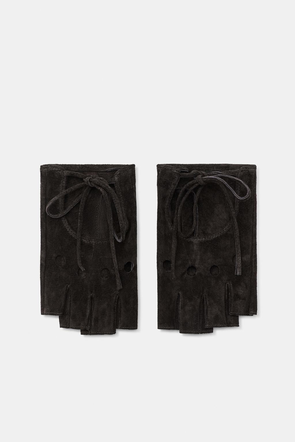 100% SUEDE LEATHER PERFORATED MITTENS