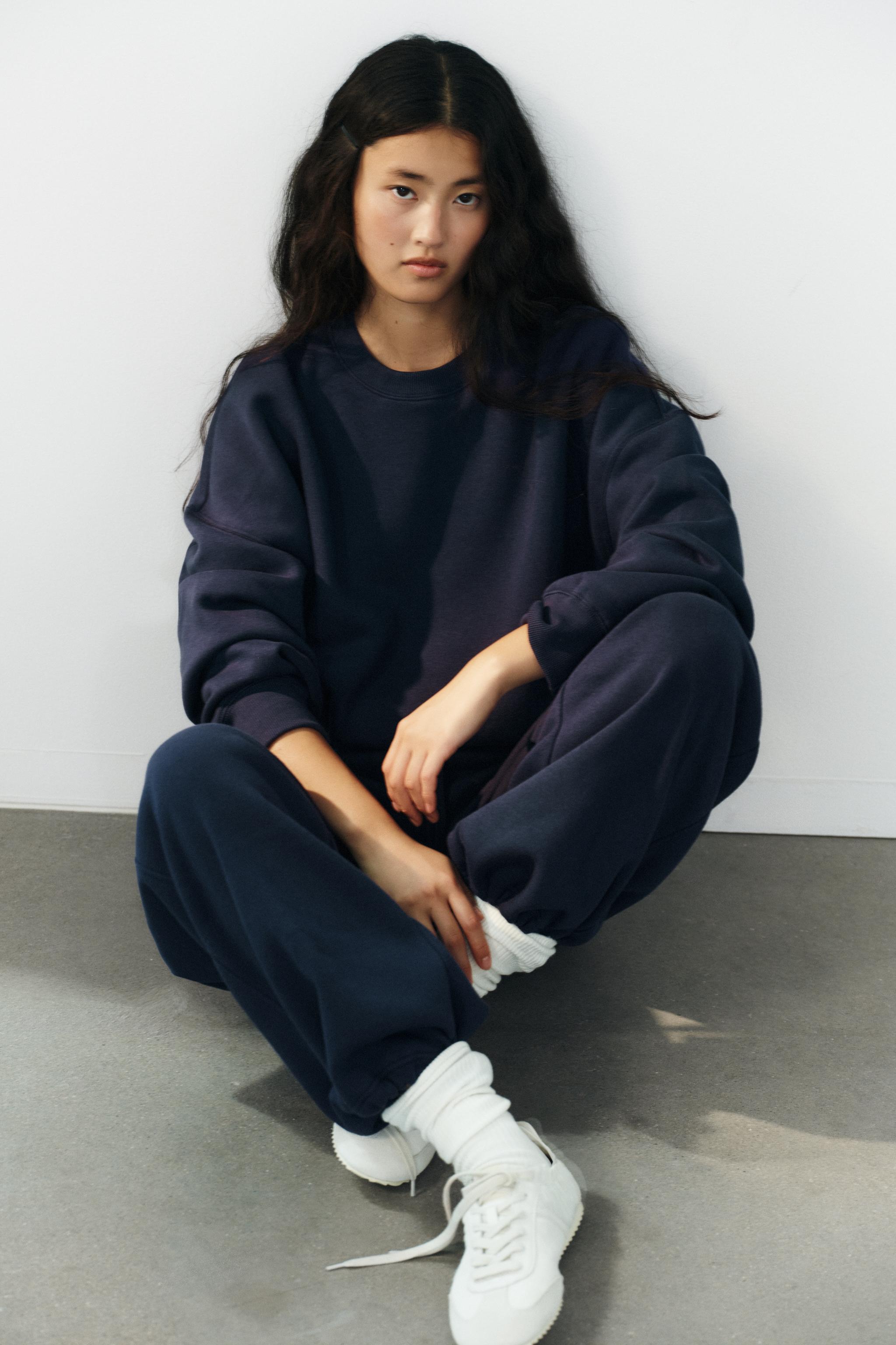 BASIC FLEECE SWEATSHIRT — Navy blue