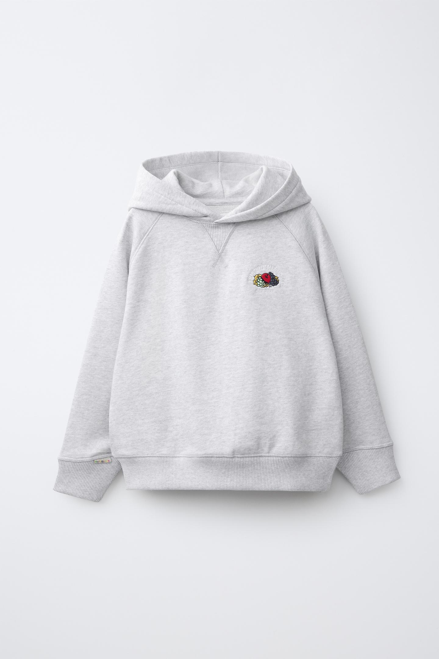 Детское худи Zara Fruit OF the Loom™ Embroidered, цвет: Серый меланжевый