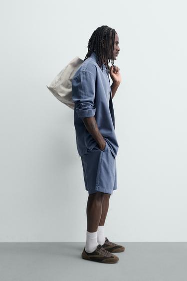 CHEMISE LAVÉE RELAXED FIT - Bleu chiné de Zara - Image 3