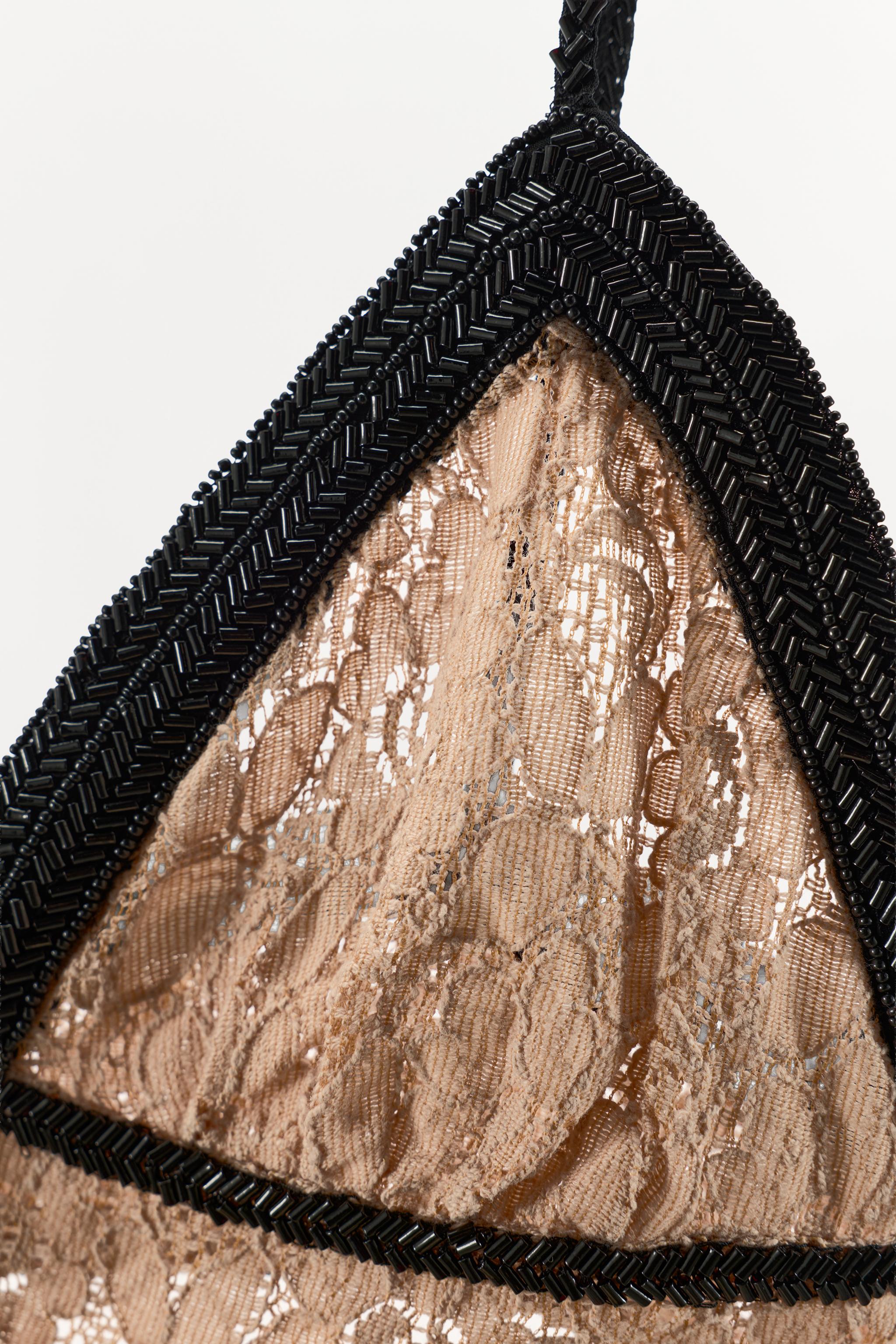 LACE BRA WITH EMBROIDERED FLOWERS AND BEADS