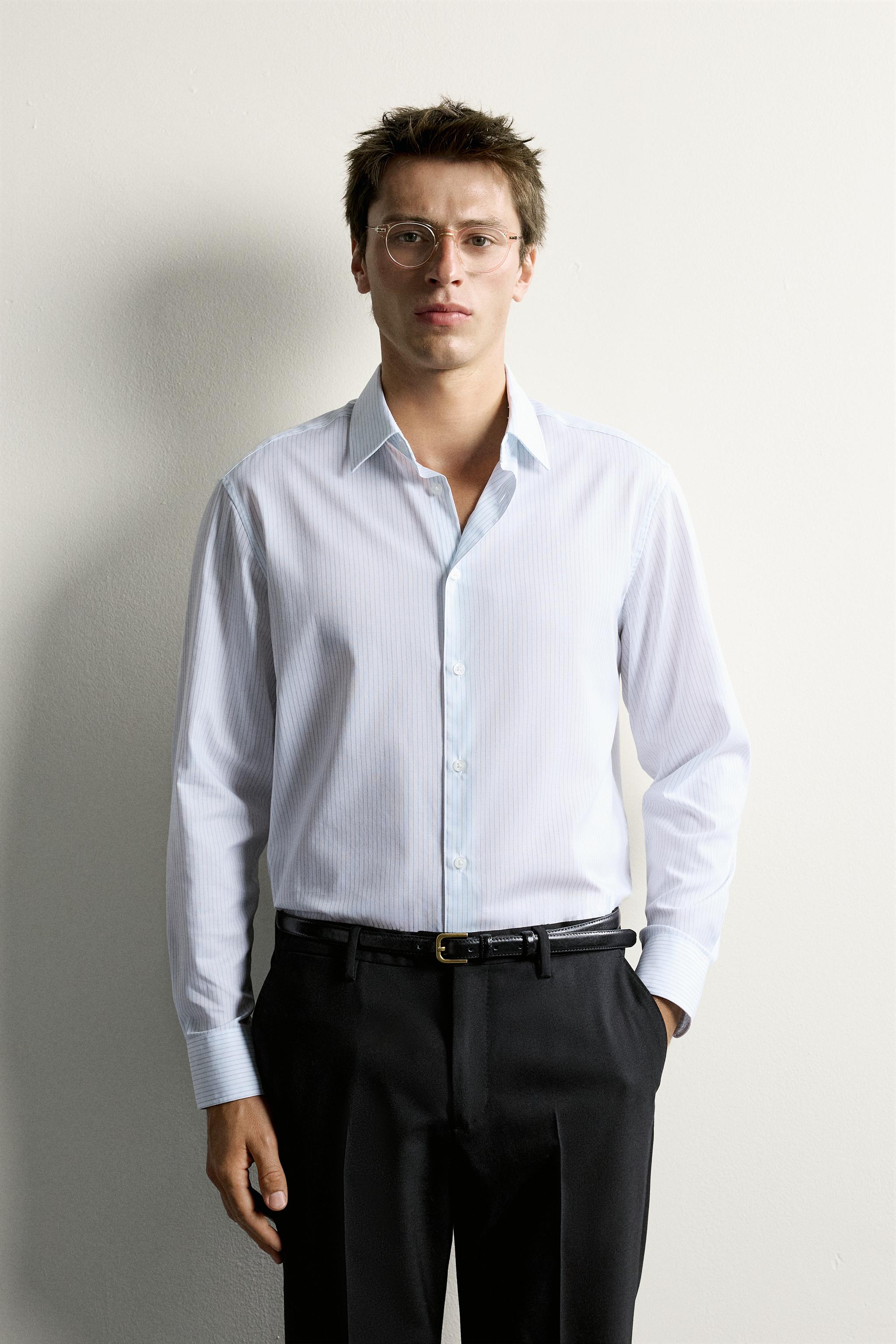 STRUCTURED REGULAR FIT SHIRT — Green stripe