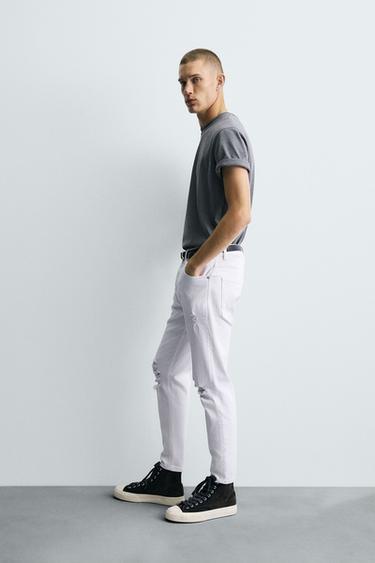 JEAN SKINNY FIT DÉCHIRÉ - Blanc de Zara - Image 3