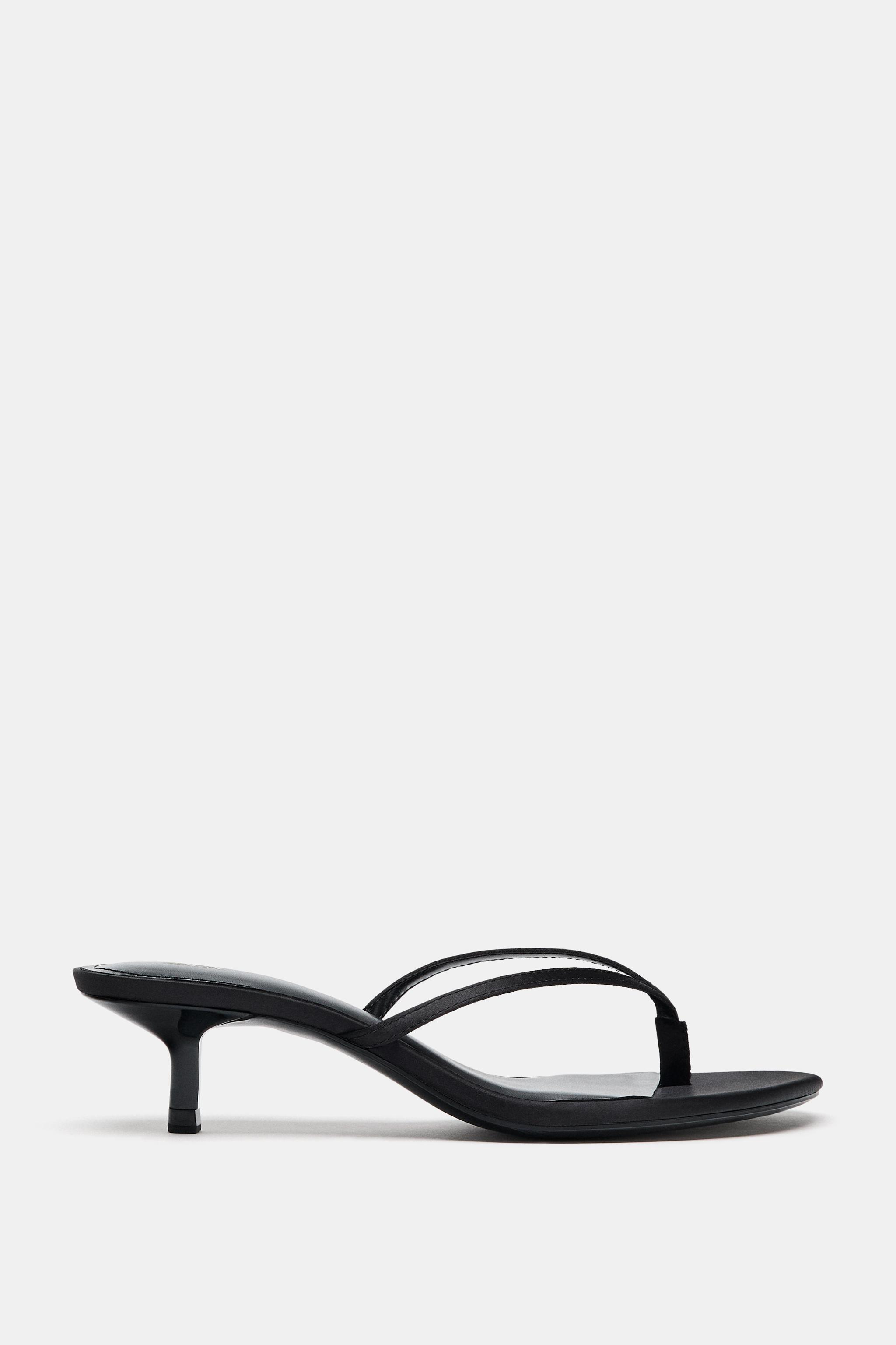 Женские сандалии Zara SATIN KITTEN HEEL SANDALS — фото 3