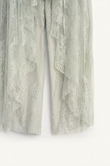 LIMITED EDITION LACE COMBI TROUSERS - Sea green by Zara - Image 9