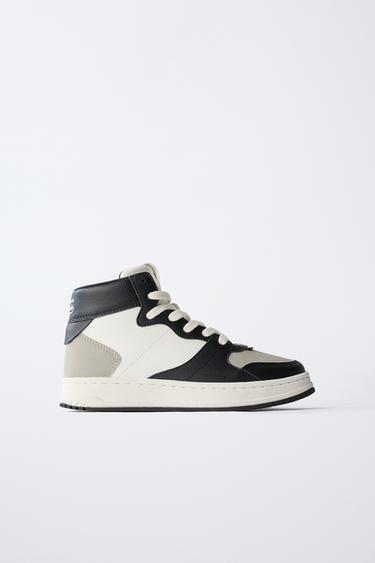 CONTRAST HIGH-TOP SNEAKERS - Grey by Zara - Image 0