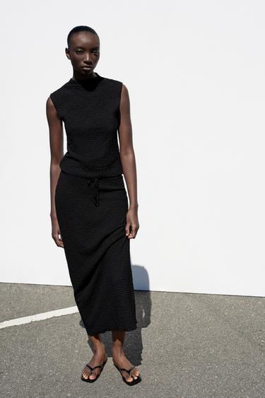 TEKSTURALI MIDI YUBKA - Qora Zara tomonidan