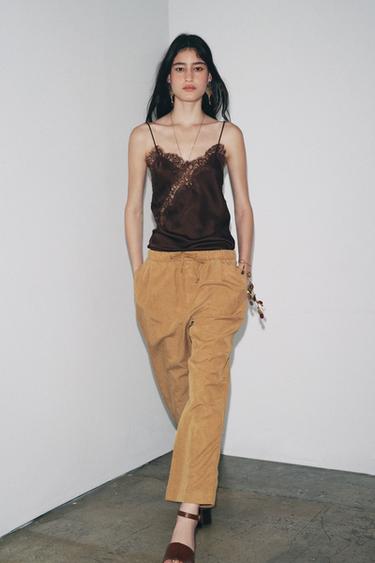ZW COLLECTION WIDE LEG JOGGING TROUSERS - camel by Zara - Image 1
