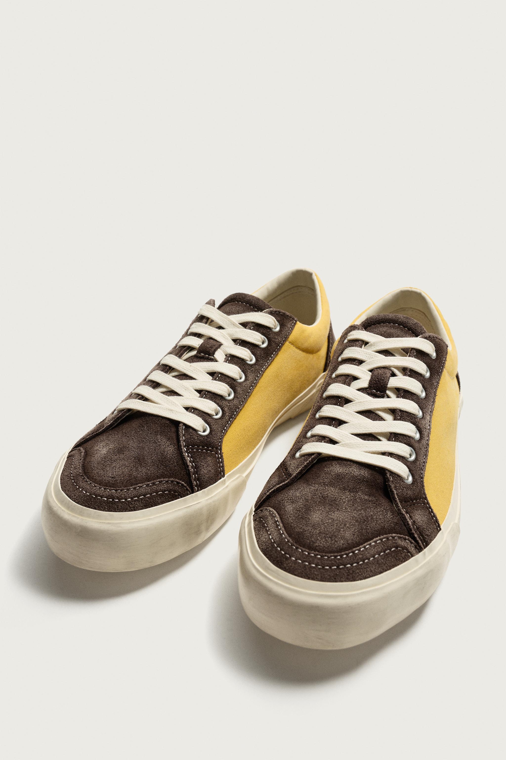 レザーコンビスニーカー - ブラウン | ZARA Japan / 日本