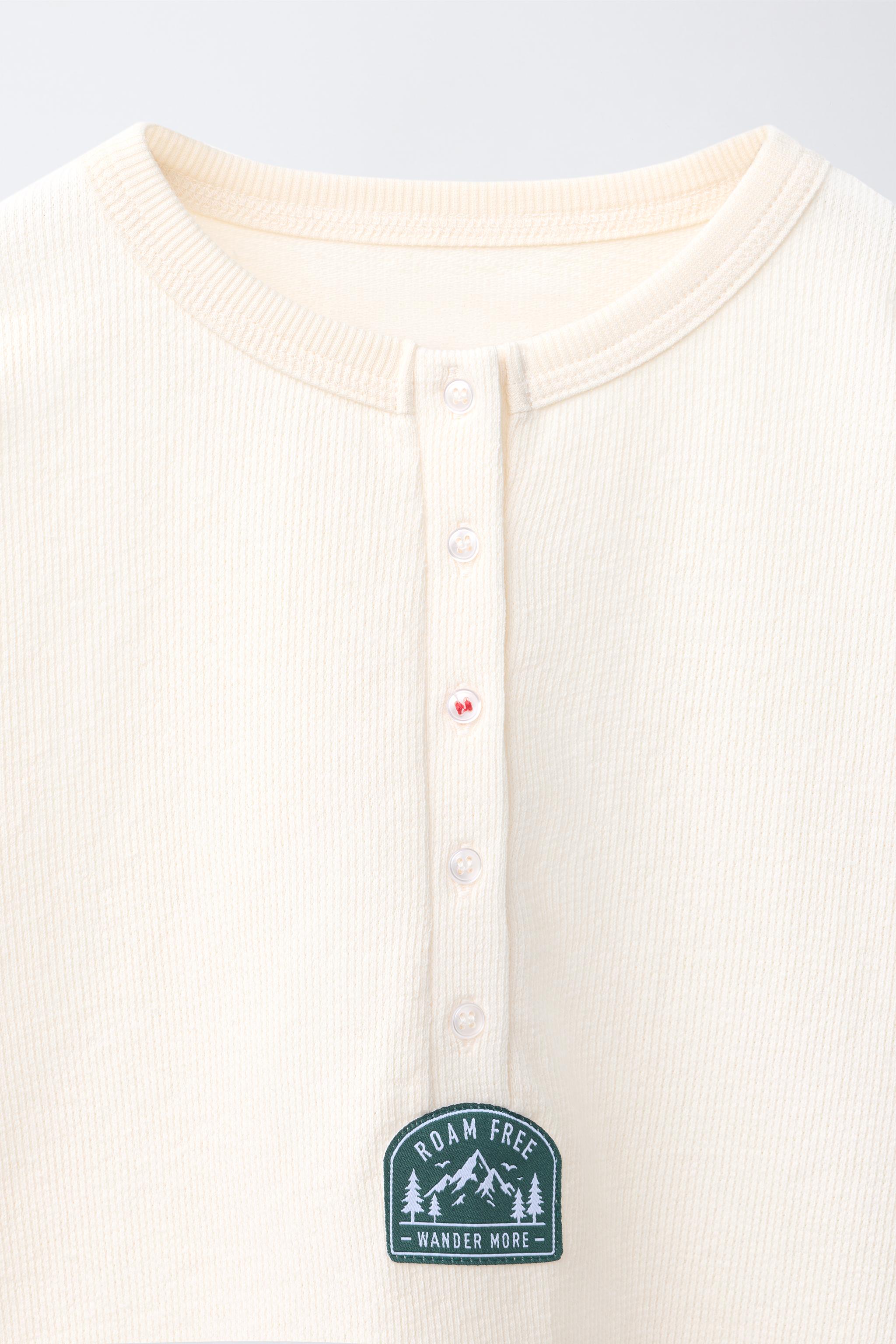 Детские футболки Zara HENLEY T-SHIRT WITH LABEL — фото 3