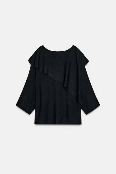 KNIT CAPE JUMPER - Black by Zara