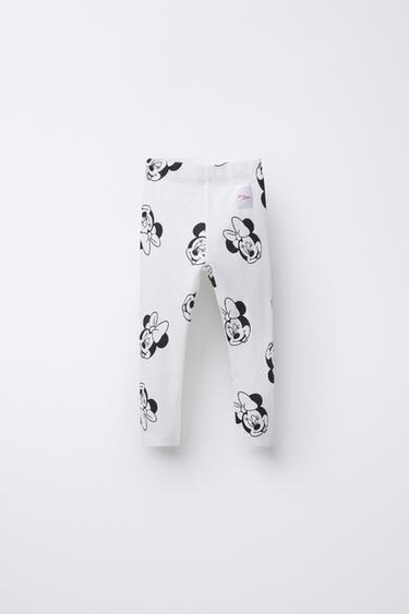Zara MINNIE MOUSE © DISNEY RIBBED PRINT LEGGINGS - Ecru