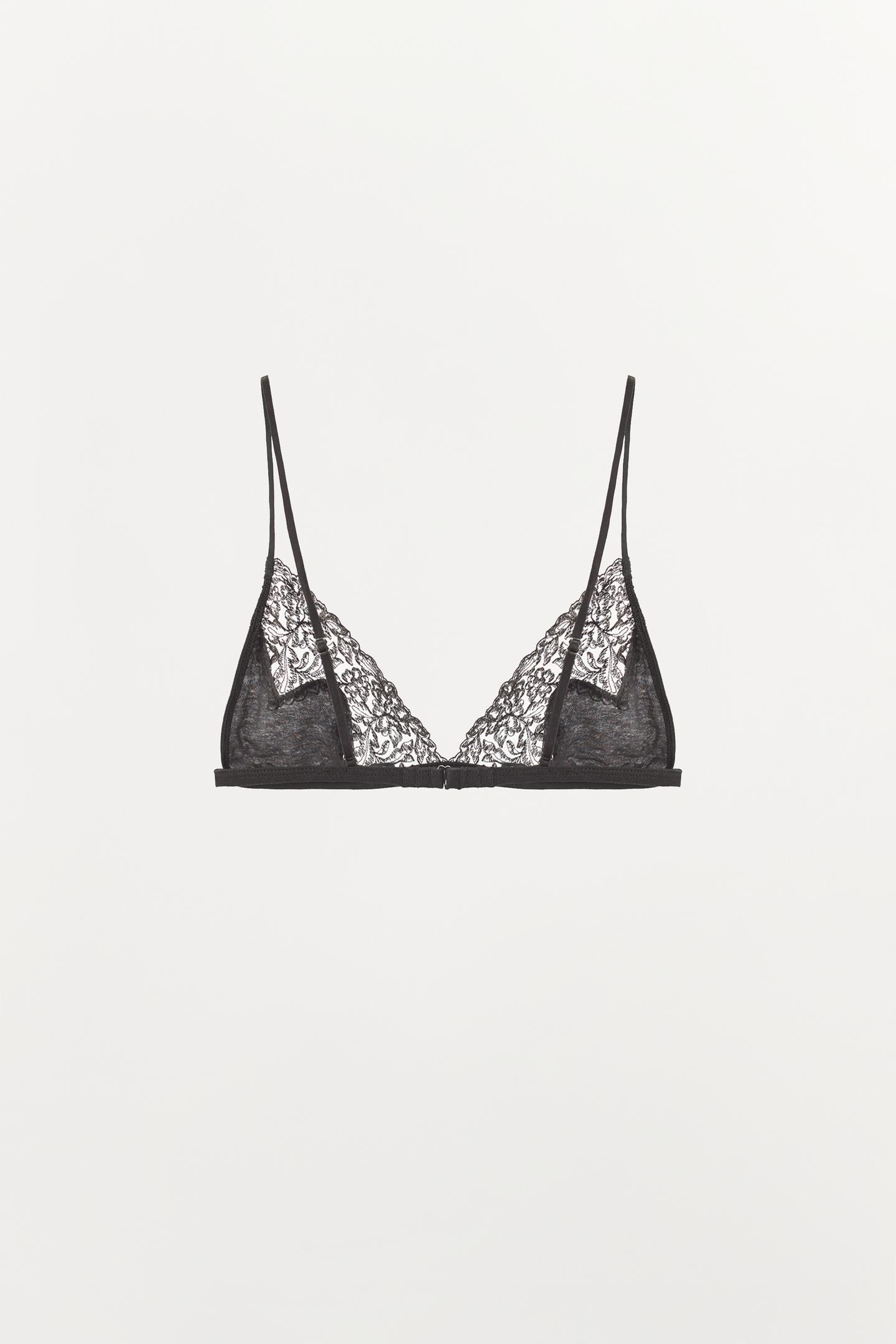 Бра, треугольные чашки, кружево, шёлк — Zara, цвет: Тёмный серый — фото 6