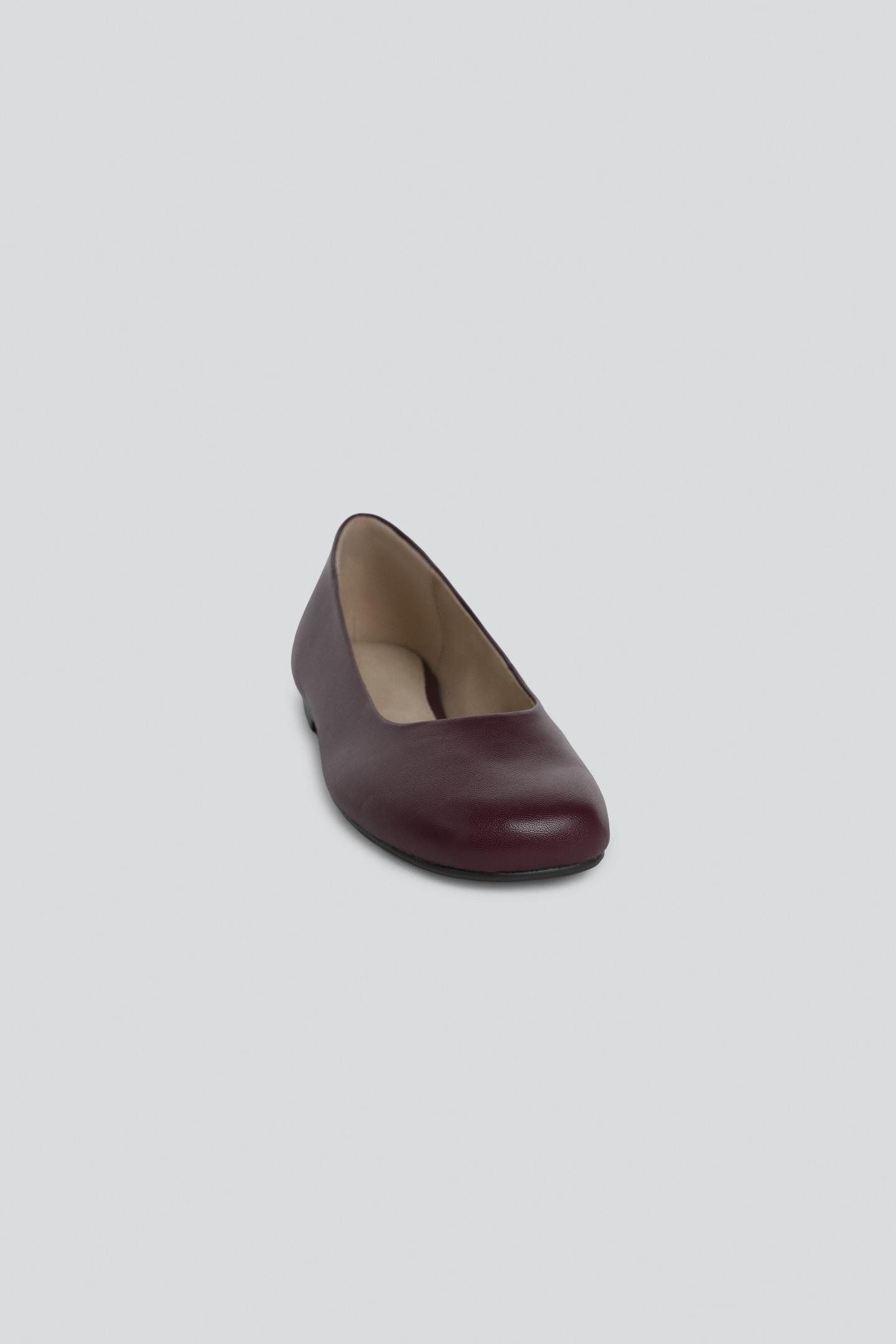 Женские балетки Zara Limited Edition Leather Ballet, цвет: Бордовый красный — фото 3