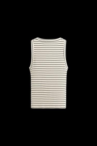 Zara STRIPED TANK TOP - Black / White
