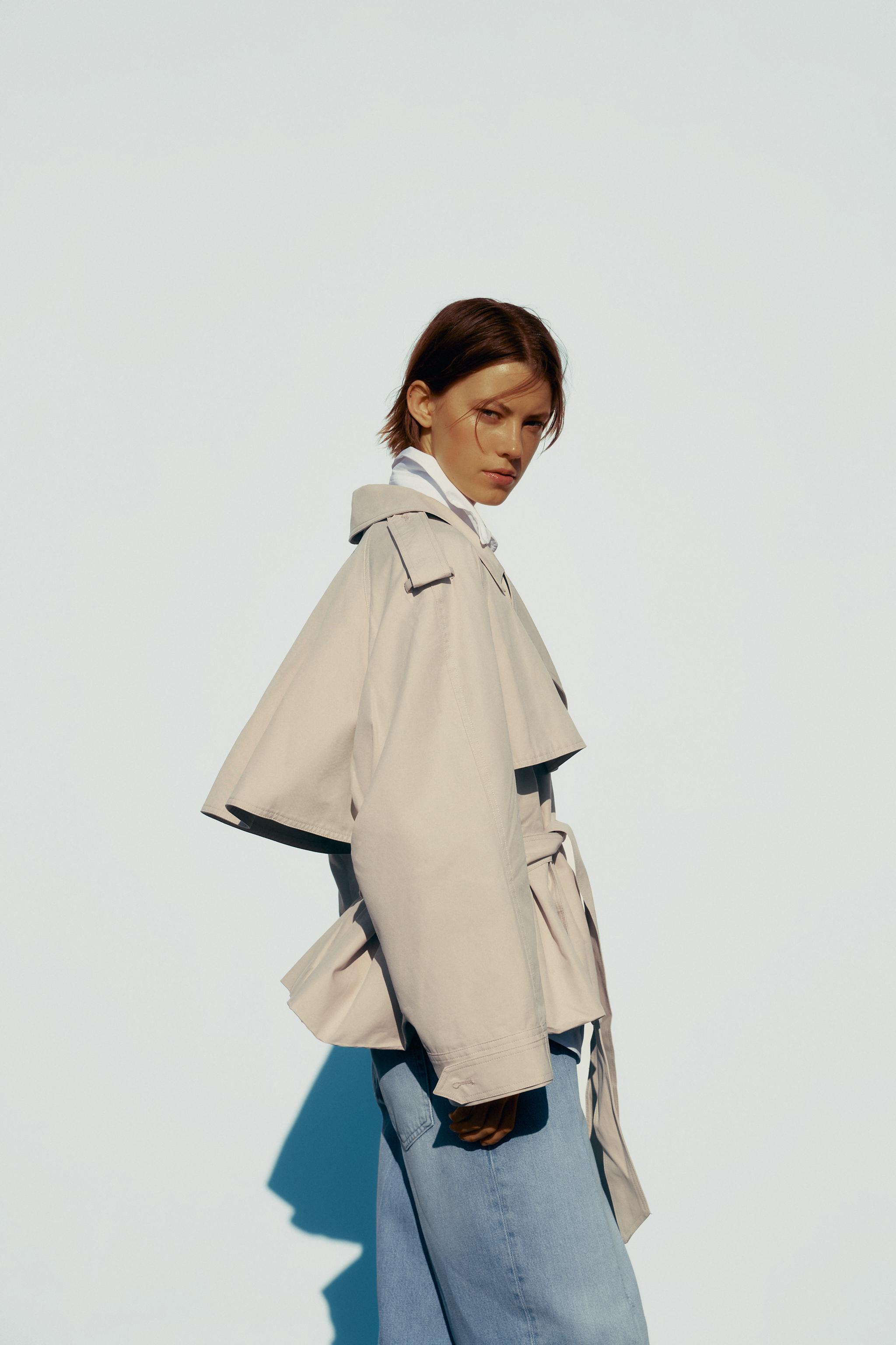 SHORT BELTED TRENCH COAT - taupe brown | ZARA United States