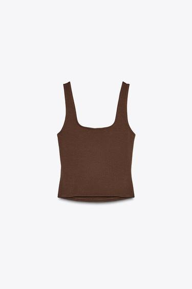 DÉBARDEUR À BRETELLES LARGES - Marron de Zara - Image 5
