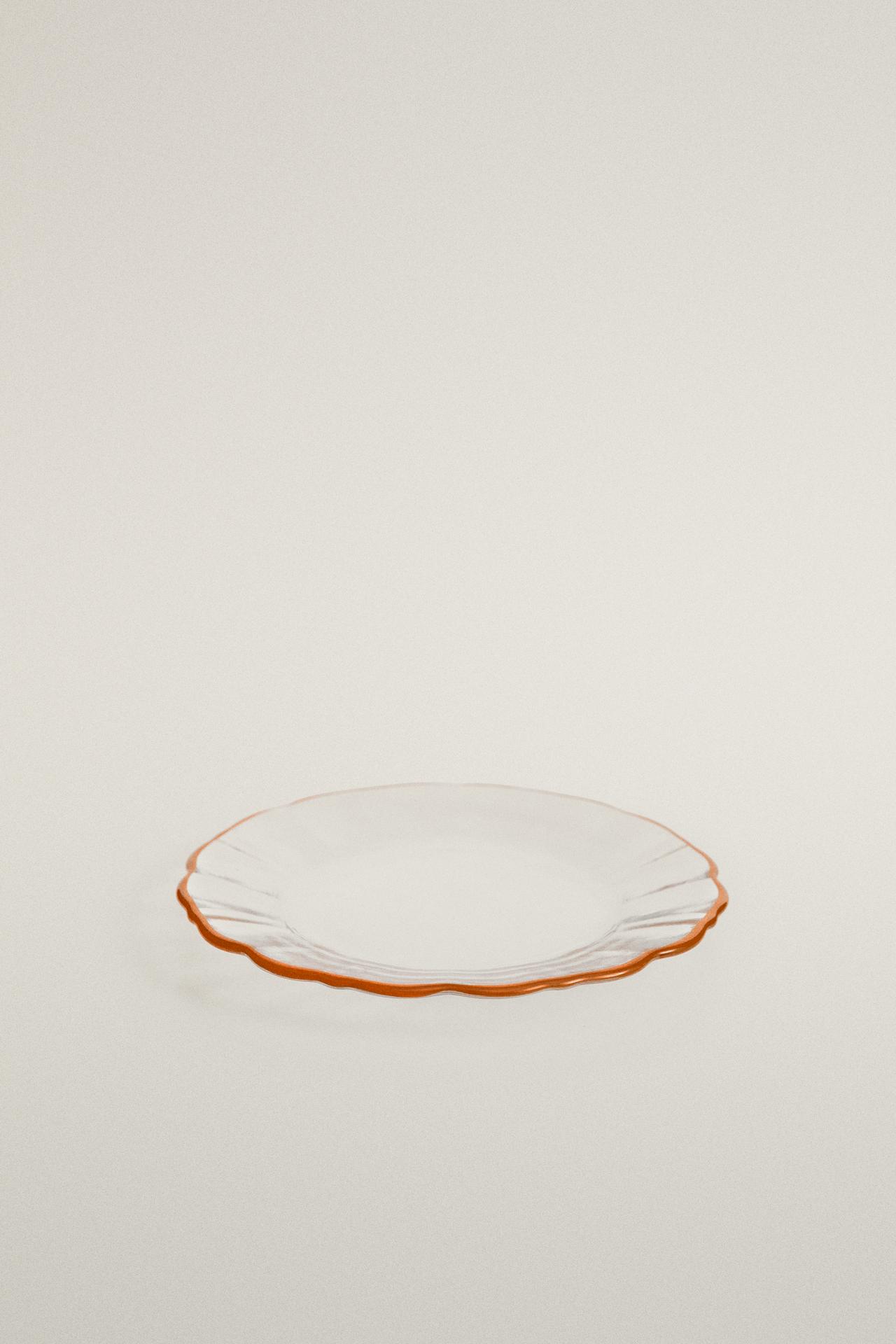 GLASS SIDE PLATE WITH RIM — Orange