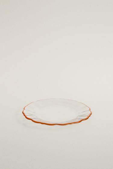 GLASS SIDE PLATE WITH RIM — Orange 2