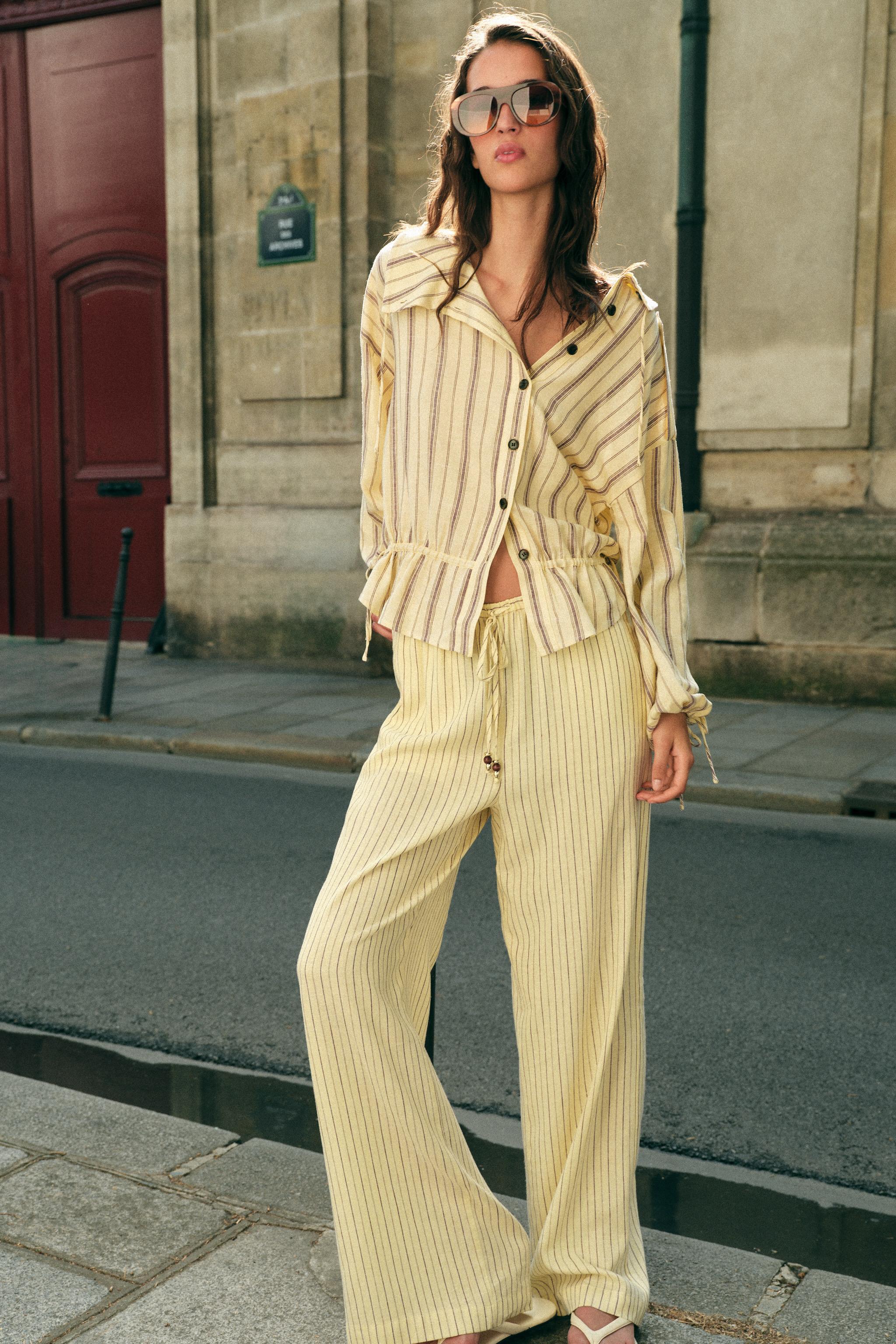STRIPED LINEN PANTS