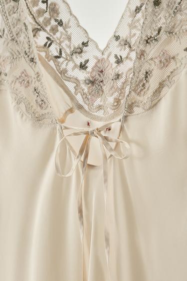 ROBE EN TULLE BIMATIÈRE BRODÉE FANTAISIE - Écru de Zara - Image 6