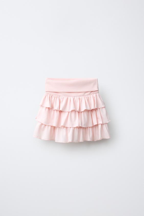 Zara RUFFLED FOLDED-WAIST SKORT - Pastel pink - Image 0